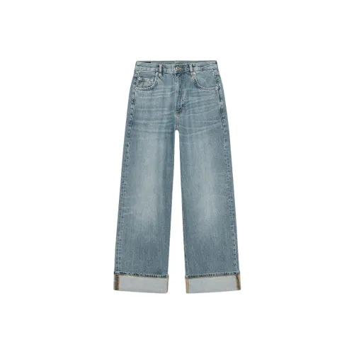 ZARA ZW Series Выстиранные синие женские джинсы