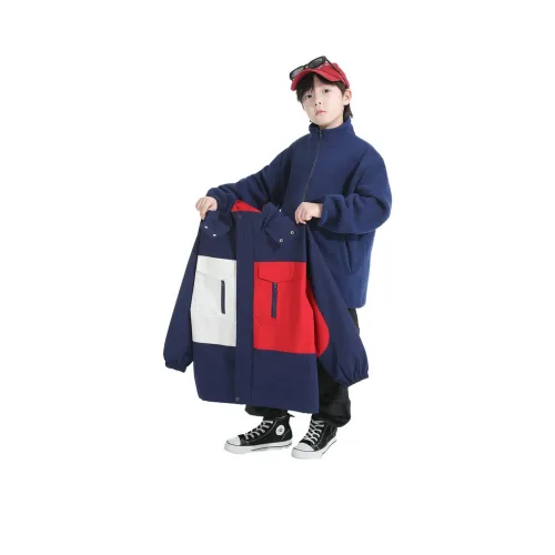 ZHIO Темно-синий флис с подкладкой + пальто школьного возраста для туризма