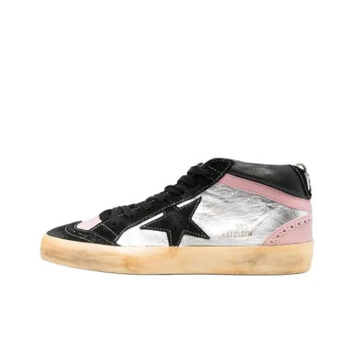 Golden Goose Mid Star MID Топ Кроссовки для скейтбординга Женские Серебряный Черный Потертый