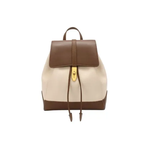 OUBOTE Рюкзак из коровьей кожи женский цвет экрю кофейный