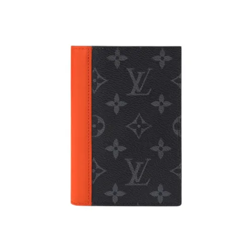LOUIS VUITTON Monogram Eclipse Покрытый холст Держатель для паспорта Мужской Оранжевый