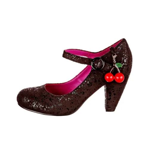IRREGULAR CHOICE Вишня Champ Грубый каблук Туфли Мэри Джейн 8,5 см Женские Черный