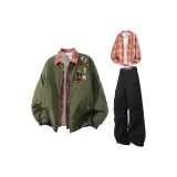 Армейский зеленый + красный + черные брюки