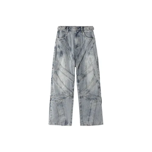 MOCHIN INRO Синий Унисекс Джинсы