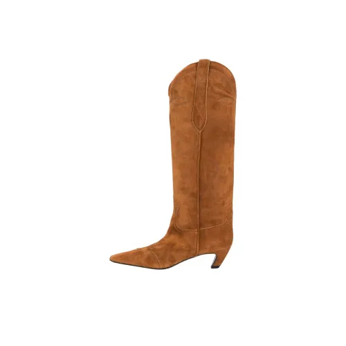 KHAITE Женские сапоги на высоком каблуке коричневые