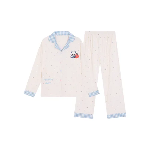 WANANNI Абрикос Белый Женский Пижамный Комплект