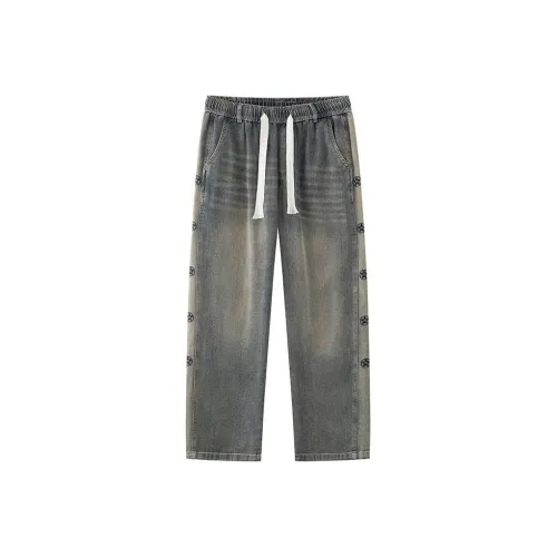 HKRXEC Грязно-серый винтаж мужские джинсы