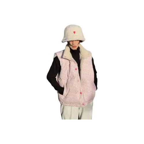 LANGQING Розовая Клетка Двусторонний Giveaway Бренд Наклеенный Женские Жилеты