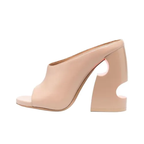 Off Белый Шлепанцы 11cm Женские Бежевый