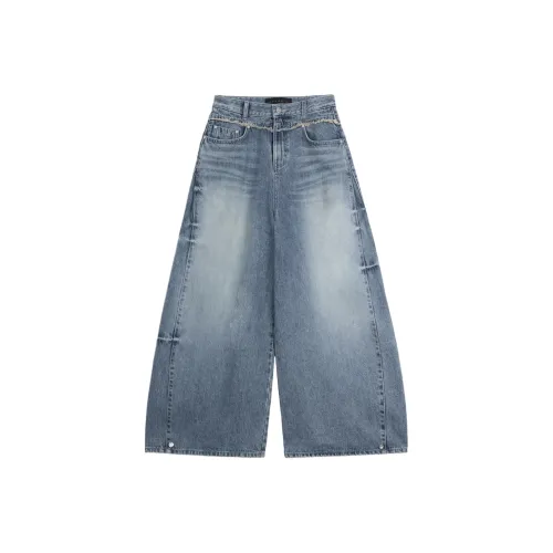 TREEMINGBIRD Два WAY Форма Воздушный шар Деним Брюки Джинсы Женские Светло-синий