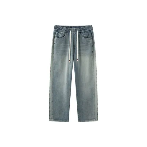 HKRXEC Светлый Винтажный Синий Мужские Джинсы