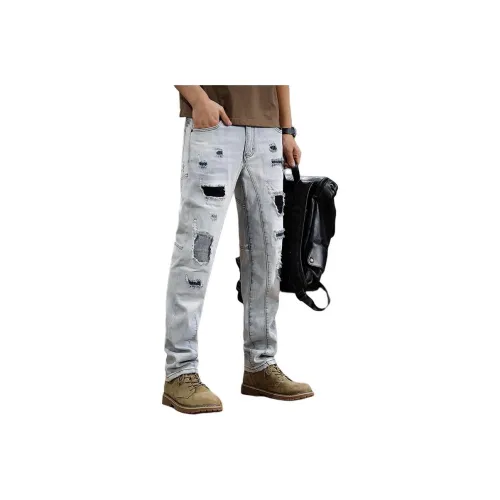 AOYU Светло-синие мужские джинсы