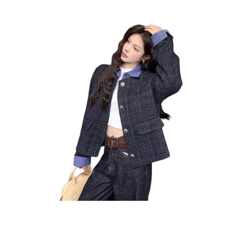 ЮЙЧЖАОЛИНЬ Темно-синий женский короткий пальто