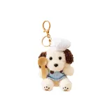 Синий платье, белый щенок, стиль позиционирования