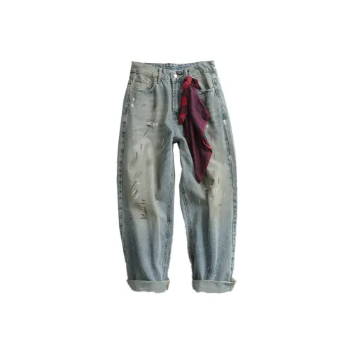 JIANCHUAN Винтажные синие унисекс джинсы