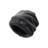 Премиум серый плюшевый теплый шарф