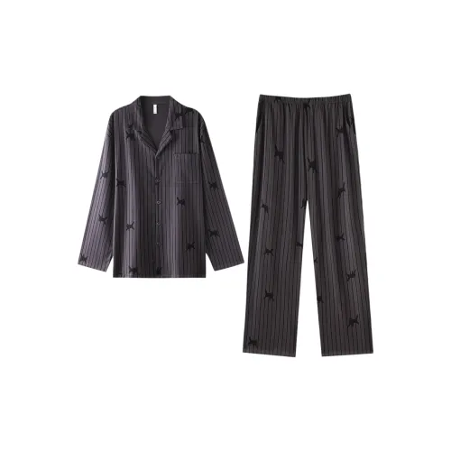 FAVMARTHA Dark Gray Men's Pajama Sets FAVMARTHA Темно-серый Мужские Пижамные Комплекты