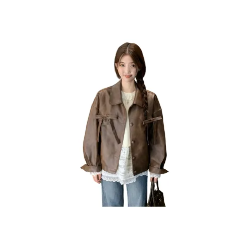 GEZITAI Кофе Женские Кожаные куртки