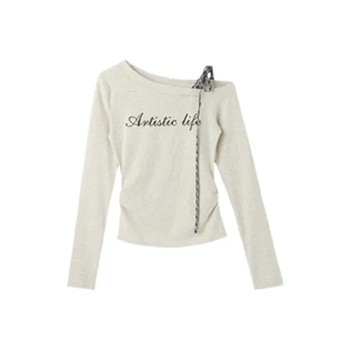 YGPRW Светло-серые женские футболки T