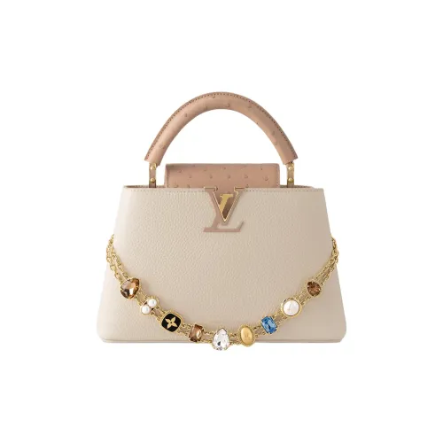 LOUIS VUITTON Capucines Кожаная отделка Сумка через плечо Сумка Маленькая Женская Абрикосовая