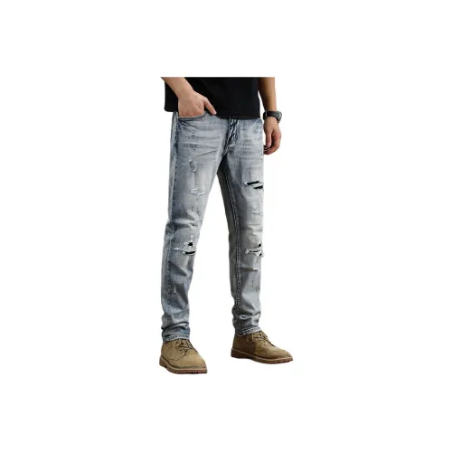 AOYU Светло-синие мужские джинсы