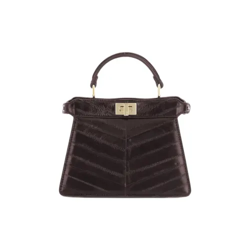 FENDI Peekaboo ISeeU Кожа Сумка Маленькая Женская Коричневая
