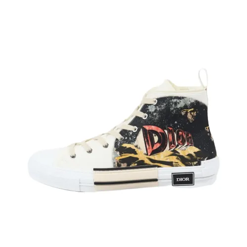 DIOR B23 Высокие Топы Стильные Скейтбординги Мужские Черно-Белые