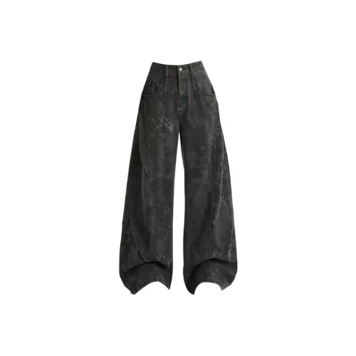 MOONCORE Черный Серый Цвет Унисекс Джинсы