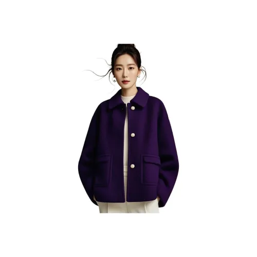 ЮЙЧЖАОЛИНЬ Фиолетовое пальто женское короткое пальто
