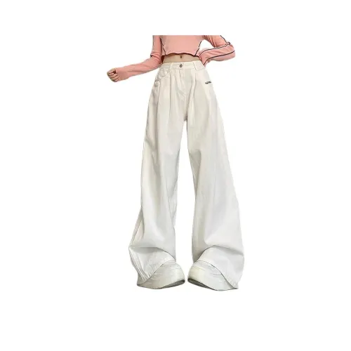 BEAR UNION Белый С подарками Съемный Застежка-липучка Женские Джинсы