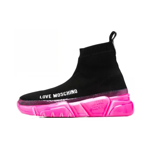 LOVE MOSCHINO Устойчивый к истиранию высокий топ Спортивная повседневная обувь Женская Черная