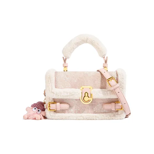 CAEISL KCIEL Полиуретан Синтетическая Кожа Сумка Женская Овечья Шерсть Вышитая Розовая