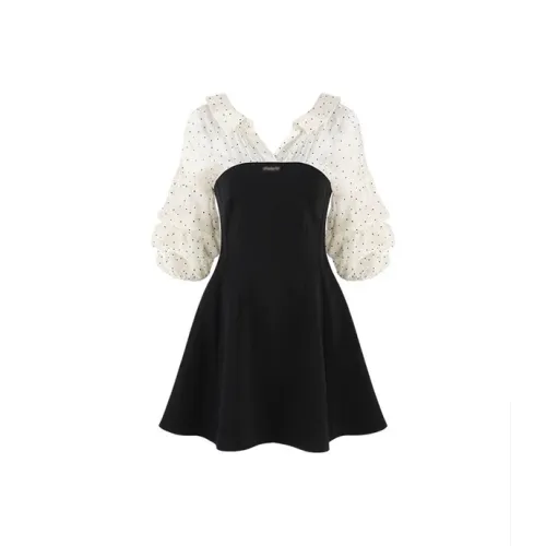 ABBY GODDESS Осенний длинный платье с длинными рукавами женское черное