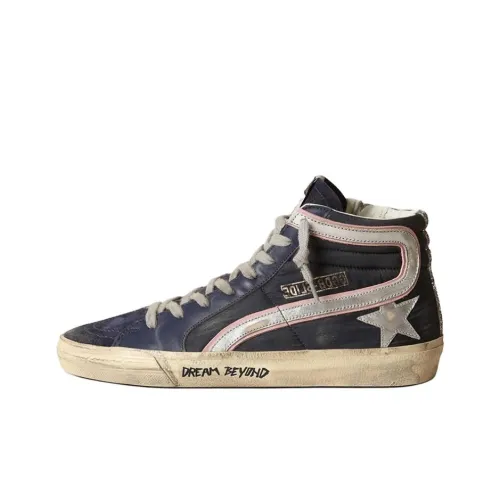 Golden Goose Slide Low Топ Кроссовки для скейтбординга Женские Синий Эффект потертости