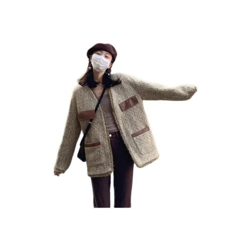 AHRTB Светло-коричневый Женский Короткий Пальто