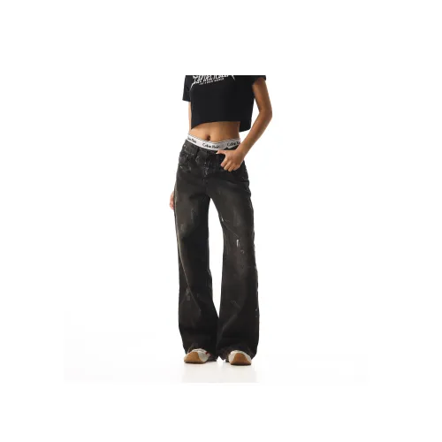 Captainbeer Dirty Окрашенные Черные Женские Джинсы