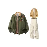 Армейский зеленый + Желтый рубашка + Хаки штаны