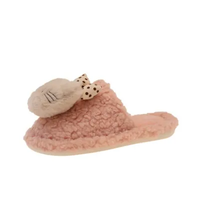 AJPAP Резиновая подошва пушистый дизайн милые питомцы домашние тапочки женские