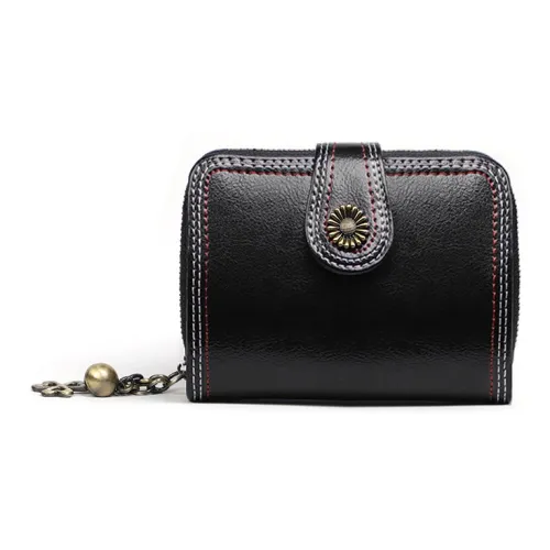 VINEY Коровья кожа Клатч Кошелек Маленький Женский Черный