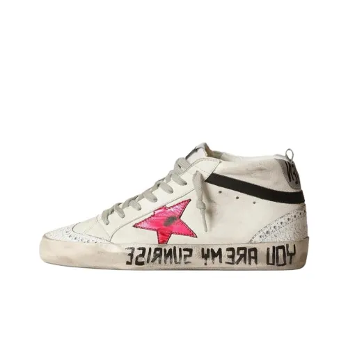 Golden Goose Mid Star MID Топ Кроссовки для скейтбординга Женские Белые Розовые Потертые