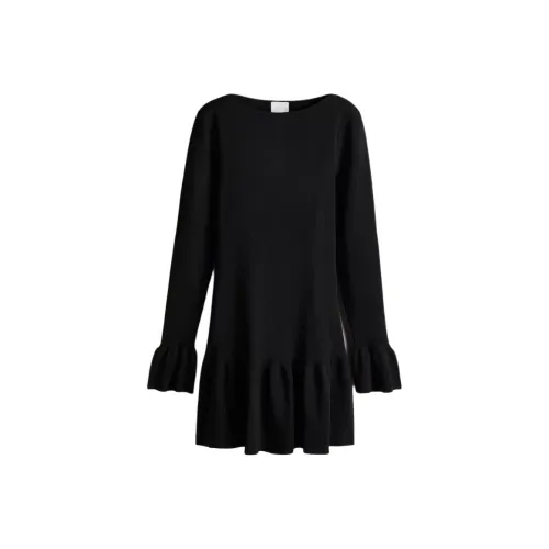 H M Черные Женские Длинные Платья с Длинными Рукавами