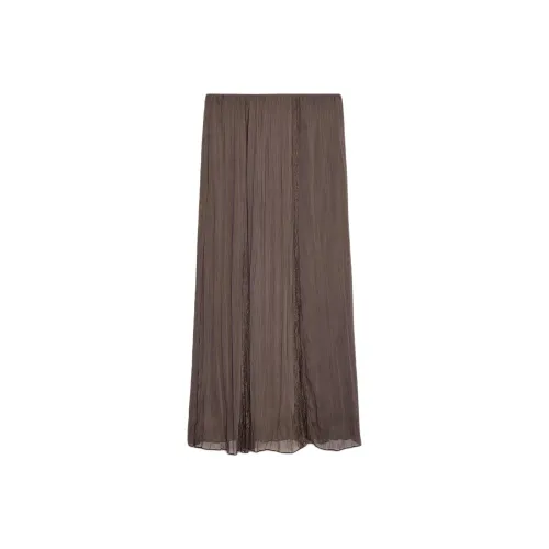 ZARA Женская Повседневная Длинная Юбка Темно-Коричневого Цвета
