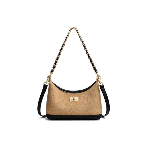 MILLIE'S Корова Кожа с Ткань и Синтетическая Кожа Подмышка Сумка на Плечо Стандартная Женская Коричневый