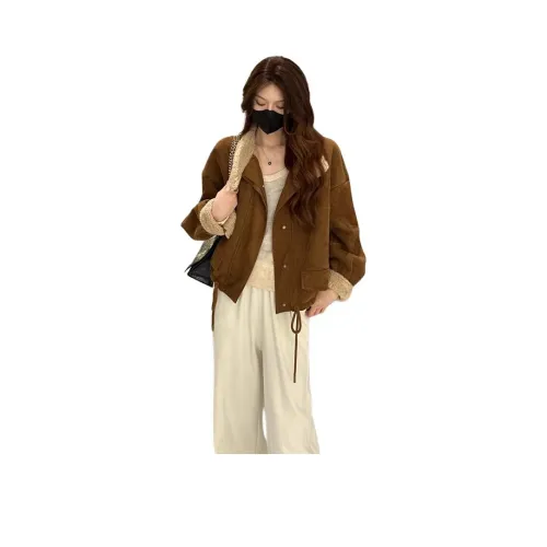 LANGQING Туманный Коричневый Giveaway Бренд Наклеенный Женские Куртки