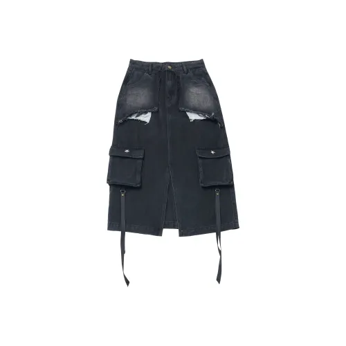 Pink Savior Denim Long Skirt Women's