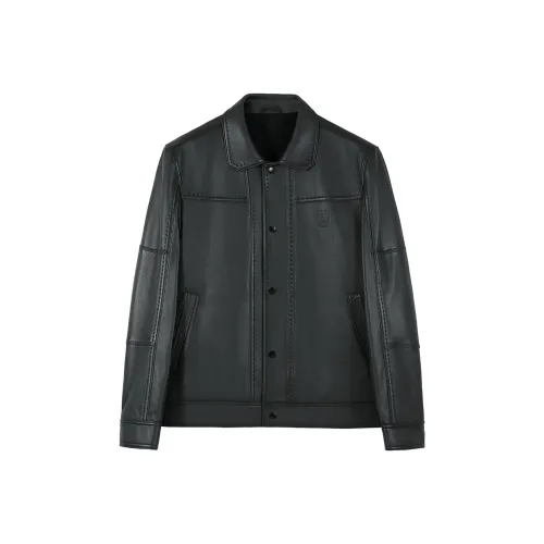 LIU·JO UOMO Кожа Куртка Мужская Зеленая Серая