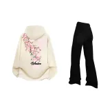 Абрикосовый топ+черные брюки