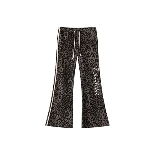 CHUU Серые Брюки с Леопардовым Принтом для Женщин Повседневные
