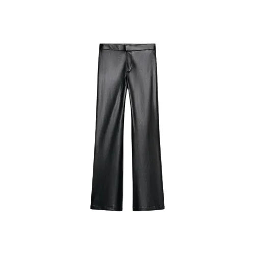 ZARA Черные Женские Кожаные Штаны