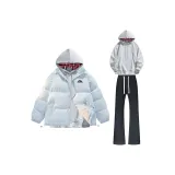 Дальний Небесный Лазурь Хлопковый пуховик + Белый Фотиния Серый Свитшот + Черные Джинсы